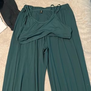 Green harem pants lounge set crop top